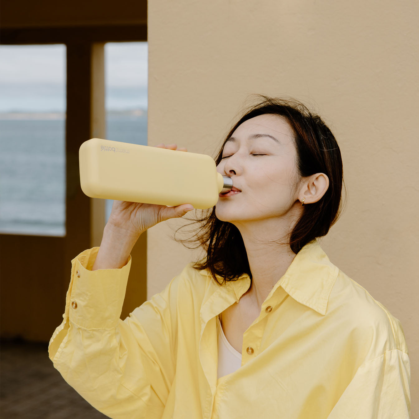 Slim memobottle (Stainless Steel) - Butter Yellow